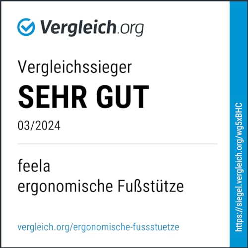 feela.® Fußstütze Schreibtisch [VERGLEICHSSIEGER] – Ergonomische Fußhocker mit Premium-Schaumkern & integriertem Wärmekissen – Rutschfester, Höhenverstellbares, Schreibtisch Zubehör (Schwarz)