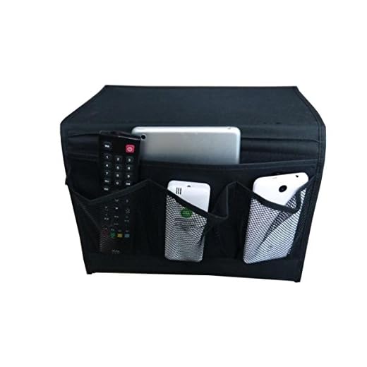 Smilesun Bedside Storage Organizer Bedside Caddy Sofa Storage Organizer Table Cabinet Storage Organizer for Tablet Magazine Phone Remotes - All Within Arms Reach (Black, 4 Pockets)