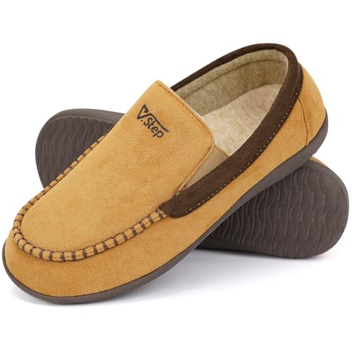 V.Step Men Orthopedic Moccasin Slippers Wide Arch Support Plantar Fasciitis