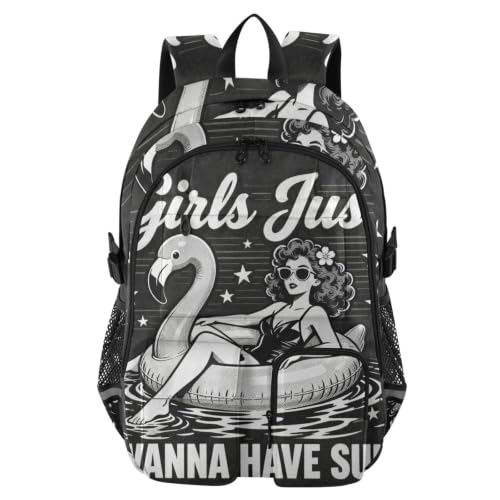 Mochila de viaje para laptop de flamenco rosa ideal para chicas adolescentes y la escuela