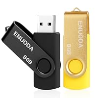 ENUODA 8GB USB Stick 2 Pack USB 2.0 Flash Drives Swivel Design Pen Drive Memory Stick for Data Storage Thumb Drive with LED Light (Black Gold)