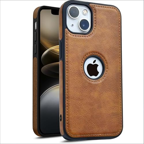 Image of Leather Case for Apple iPhone 13 Mini Premium Protective Stylish Slim Cover with Shockproof Raised Edges Brown