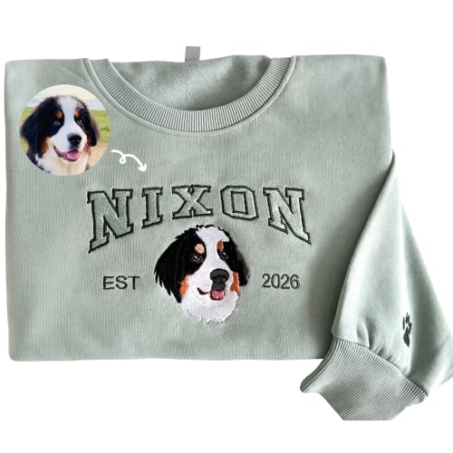 Negaru Personalized Pet Hoodie, Custom Embroidered Name & Photo Sweatshirt, Varsity Style Gift for...