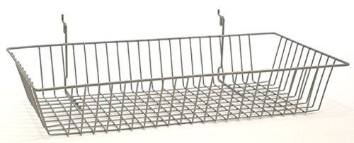 Basket fits Slat,Grid,Pegboard in Chrome 24 W x 12 D x 4 H Inches - Box of 8