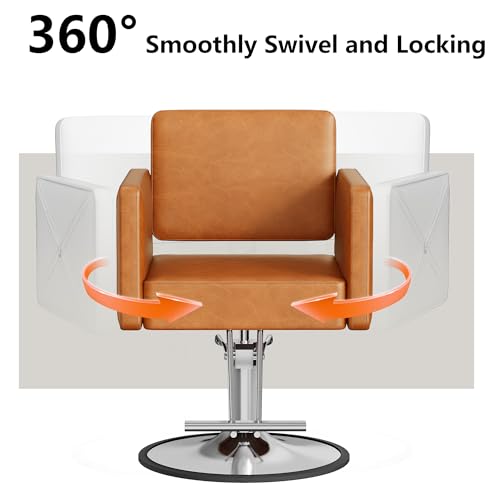 Image of LOUVIXA Barber Chairs for Hair Stylist, Height Adjustable Hydraulic Salon Chair, 360 Degrees Rotation, Multi-Function Shampoo Chair for Salon Home Barbershop (Brown)