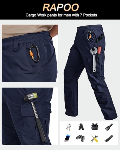 Image of Rapoo Mens Cargo Pants Ripstop Water Resistant Breathable Tactical Hiking Pants with 7 Pockets