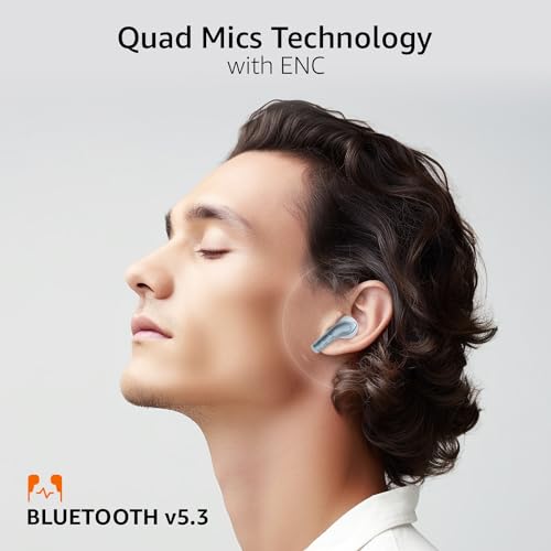 Image of amazon basics TWS in-Ear Earbuds (AB-T10) with Fast Charging up to 50 Hours of Playtime | Dual 10mm Driver | IPX4 Water-Resistance | Bluetooth 5.3 | Charging Case with Mic | Touch Control (Blue)