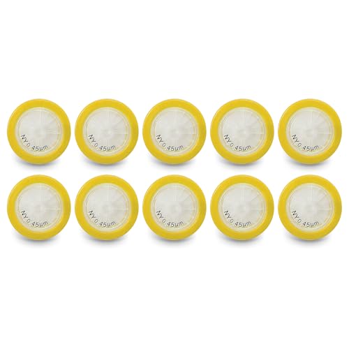 Image of Nylon Membrane Syringe Filter 25mm Diameter 0.45um Pore Size Syringe Lab Filter for Laboratory School Science, Pack of 10 (Model AMNY04525)