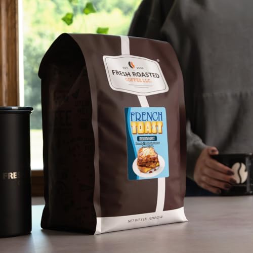 Image of Fresh Roasted Coffee, French Toast Flavored Whole Bean Coffee, Medium Roast, Kosher, 5 lb (80 oz)