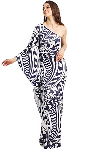 Image of KOH KOH Womens Long One Shoulder Hawaiian Flower Print Cocktail Maxi Dress