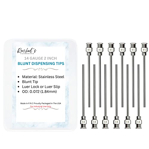 Rachel's Closeouts 24 Packs of 14 Gauge Needle 2-inch Stainless Steel Blunt Tip Needle Industrial Dispensing Needle | Luer Lock Needle | Syringe Needles |