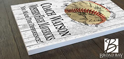 Broad Bay Baseball Coach Gift Plaque Personalized Sign For Team Coaches Custom Signable For Player Signatures & Thank You Notes #TOP2