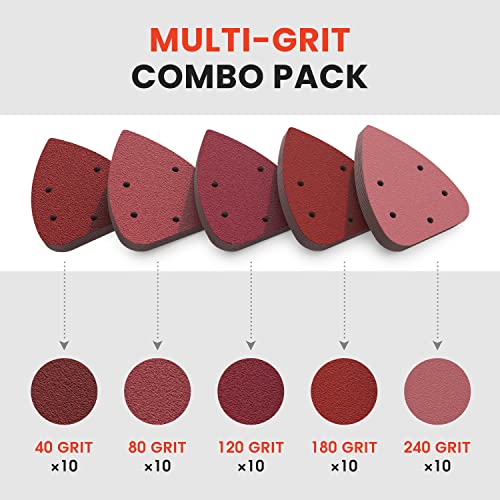 Youngtec Mouse Detail Sander Sandpaper Sanding Paper Assorted 40/80/120/180/240 Grits (50Pcs Mouse Sandpaper) #TOP2