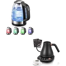 Aiheal Glass Kettle Temperature Control With 5 Colors LED Lights Variable and Electric Gooseneck Kettle