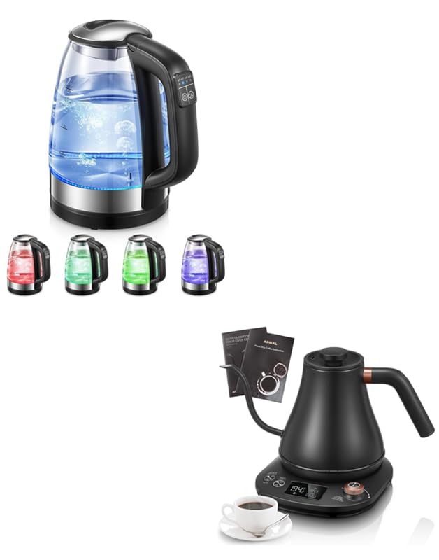 Tetera eléctrica Aiheal 1.7L con control de temperatura y luces LED