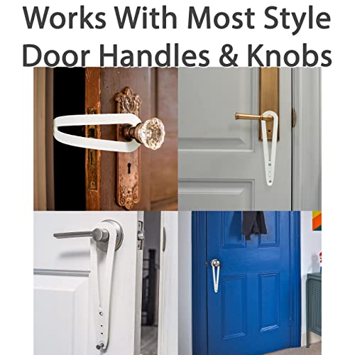 Flexlatch Cat Door Holder Latch - Bright White Cat Door Alternative Installs Fast Flex Latch Strap Let's Cats In And Keeps Dogs Out Of Litter & Food. Safe Baby Proof One Piece No Measuring Extra Easy #TOP2