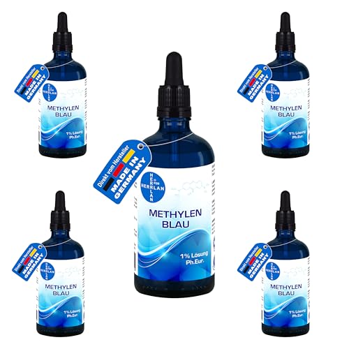 Bleu de Méthylène Solution 1 % HERRLAN gouttes pures pour laboratoire et microscopie 5x100ml