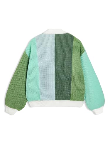 SEGT Women's Chunky Knit Open Front Color Block Long Sleeve Loose Short Cropped Cardigan Sweaters4