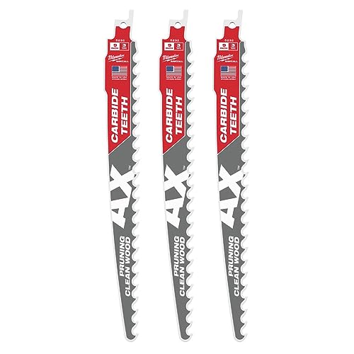 Milwaukee 48-00-5332 3-Piece The AX 3 TPI 9 in. SAWZALL Reciproca...