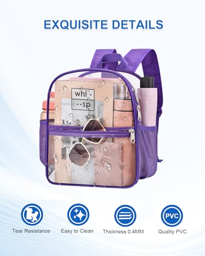 Image of Clear Backpack for Stadium Events, 12x12x6 Small Clear Plastic bag with Reinforced Straps for Game Security Festival Concert