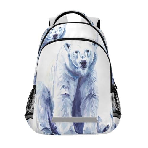 Sac à dos aquarelle ours polaire pour enfants et étudiants en classe