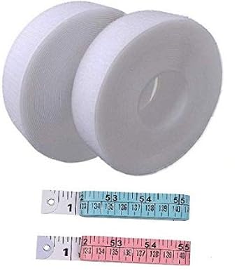 Zenith Hook and Loop fastener Tape, 25 Meter, 1 inch , Haberdashery and 2 Measuring Tapes (28 mm Width, White) - Pack of 25 m