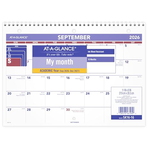 Calendario de pared 2026-2027 para organizar las clases y reuniones en el despacho en casa