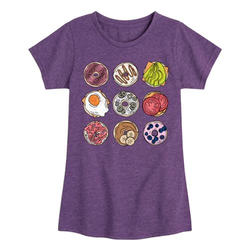 Instant Message - Bagel Grid - Toddler and Youth Girls Fitted Short Sleeve Graphic T-Shirt