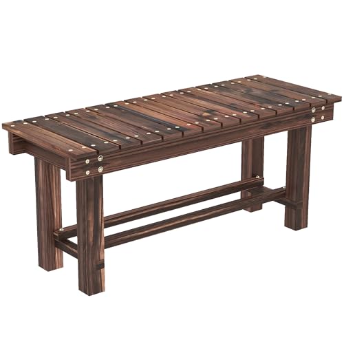 Outsunny 35.4" Wooden Garden Bench with Storage Shelf, 2 Seater,