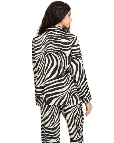 Image of YiNi LuLu Womens Silk Satin Pajamas Set Button Down 2 Piece Pjs Long Sleeve Oversized Sleepwear with Pockets