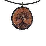 damenschmuck set  Baum des Lebens Holz Hals-Kette - Natur - Holzanhänger - Vegan - Nachhaltig - Frauen - Halskette - Gravur - Yoga - Bedeutung - Geschenk - Natur-Schmuck - Damen - Holzschmuck