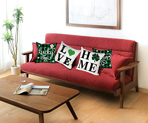 Set Of 4 St Patricks Day Throw Pillow Cover 18 X 18 Inch Memorial Day Decor Love&Home Buffalo Decorative Pillow Covers Decorative Farmhouse Cushion Cases For Home Decor #TOP4