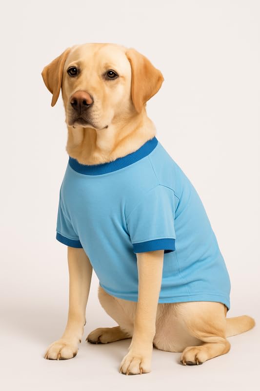 Image of Thunder Tails Adjustable Cotton Dog T-Shirt for Boxer, Pitbull, Indie, Hound, Doberman & Dalmatian | Comfortable Soft Fabric Pet Apparel for Medium Dogs | Easy to Wear Dog Outfit (Baby Blue, 3XL)