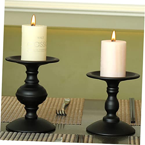 Alipis 3 Piezas candelero Accesorios de Alta definición candelabros de Chimenea te Ligero Centro Mesa decoración Vintage candelabro Retro Soporte de la Vela de la Vendimia Planchar Black - imagen 4