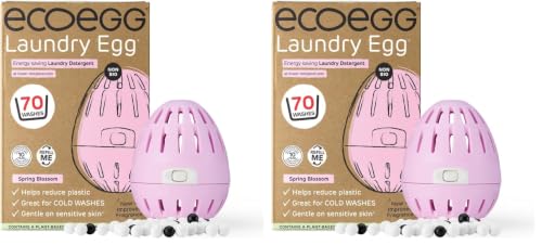 Image of ecoegg - Laundry Egg, 70 Washes - Non-Bio Laundry Detergent for Sensitive Skin -Spring Blossom - Refillable (Pack of 2)