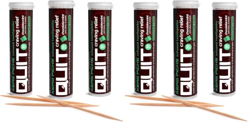 Image of Xero Picks Infused Flavored Toothpicks to Help Quit Smoking - Nicotine Free (Chocolate Mint, 6 Pack) Non-GMO Kosher Vegan