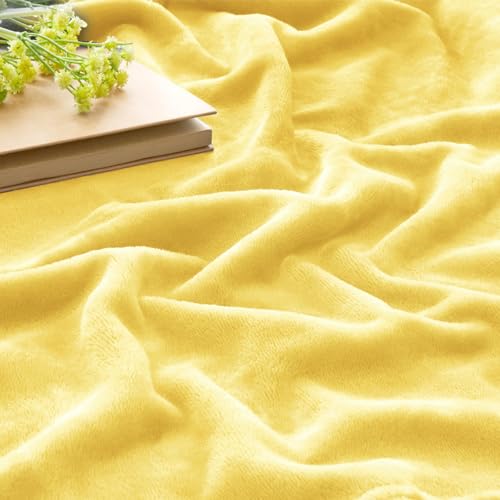 Image of BEDELITE Fleece Blanket Light Yellow Throw Blankets for Couch & Bed, Luxury Plush Cozy Fuzzy Blanket 50x60 inches, Super Soft Warm Lightweight Throw Blanket for Travel Camping