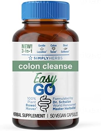 Dr. Schulze's Easy GO Bowel Mover - Formulated Gentle Laxative, Colon Toner & Stool Softener | 100% Plant Natural Bowel Cleanse - Promotes Regular & Complete Bowel Movements - 50 Count Vegan