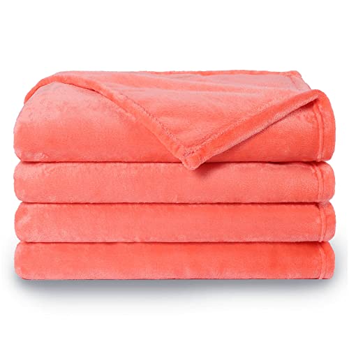 Image of NANPIPER Fleece Blankets, Super Soft Flannel Queen Size Blanket for Bed, Luxury Cozy Microfiber Plush Fuzzy Blanket,Living Coral