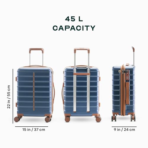 Image of Assembly Odyssey 20 Inch (55cm) Cabin Trolley Bag Hard Shell Polycarbonate Suitcase Lightweight with TSA Lock 8 Spinner Wheels Carry On Luggage Blue