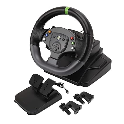 SALALIS Roda de corrida para jogos de 180 graus de rotação grande com pedais de roda e piso, feedback de força real para ou PS 3 para PC