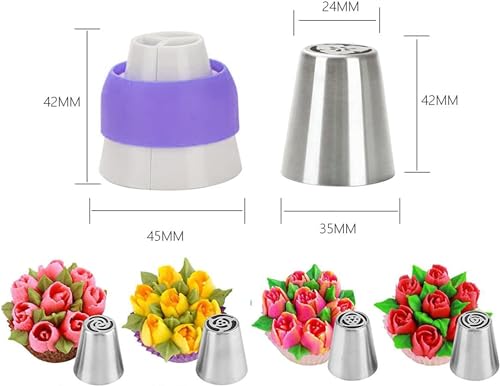 Jasoyepe Russian Piping Nozzles Set, 12 Decorating Nozzles, 10 Disposable Bags, 1 Icing Bag, Cake Decorating Tools - Image 3