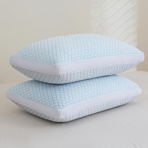 Aveallore Almohadas de viscosa de bambú suave y refrescante de espuma viscoelástica triturada, tamaño King de 2, almohada ajustable hipoalergénica de calidad de hotel para lado