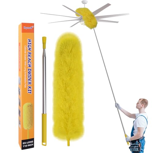 Dymoll Cobweb Duster with Extension Pole, 110" Microfiber Feather Duster