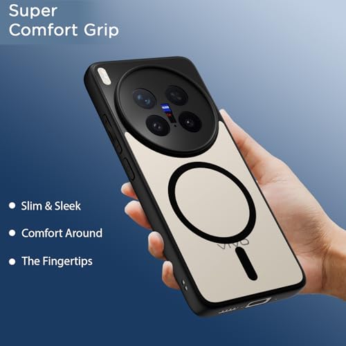 Image of Amazon Basics Back Cover for Vivo X300 Pro 5G Compatible with Mag-Safe | Shockproof Design | Hard Transparent Back Case (Black Mag-Safe)