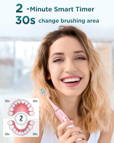 Electric Toothbrush for Kids - Sonic Toothbrush with 8 Toothbrush Heads, 90 Days Battery Life, 50,000 VPM, 5 Cleaning Modes with Teeth Whitening, Travel Case, 2 Minute Smart Timer - Image 6