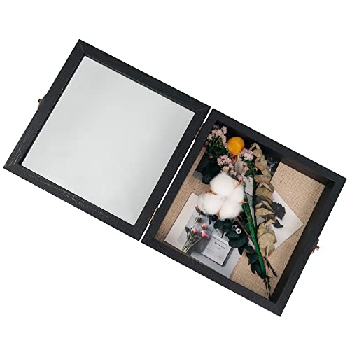 GraduatePro Shadow Box 8x8 Display Case Large Black Frame with Glass Deep Picture Wedding Bouquet Flowers Memorabilia Medals Photos Memory for Keepsakes - Image 4