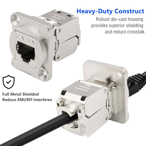 Conector RJ45 Cat6A para montaje en panel, adaptador blindado tipo D para racks de red 5
