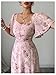 Floerns Women's Butterfly Short Sleeve Boho Maxi Dress Sweetheart Neck Vacation A Line Dresses Dusty Pink Large