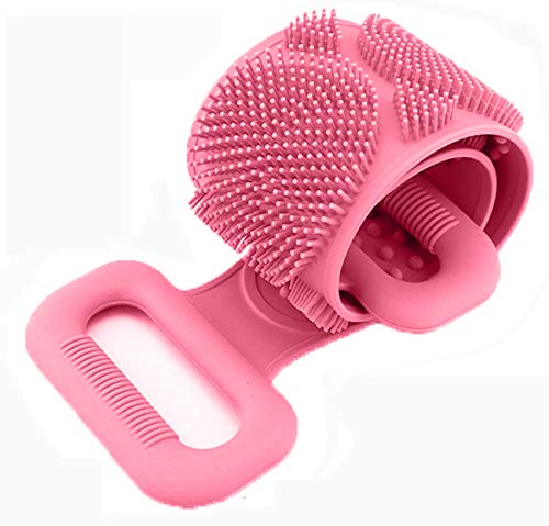 Back Scrubber for Shower, Exfoliating Silicone Body Scrubber, Remove Mud Silicone Body Brush, Remove Dirt, Easy to Clean, Back Massage, Eco-Friendly (Pink)